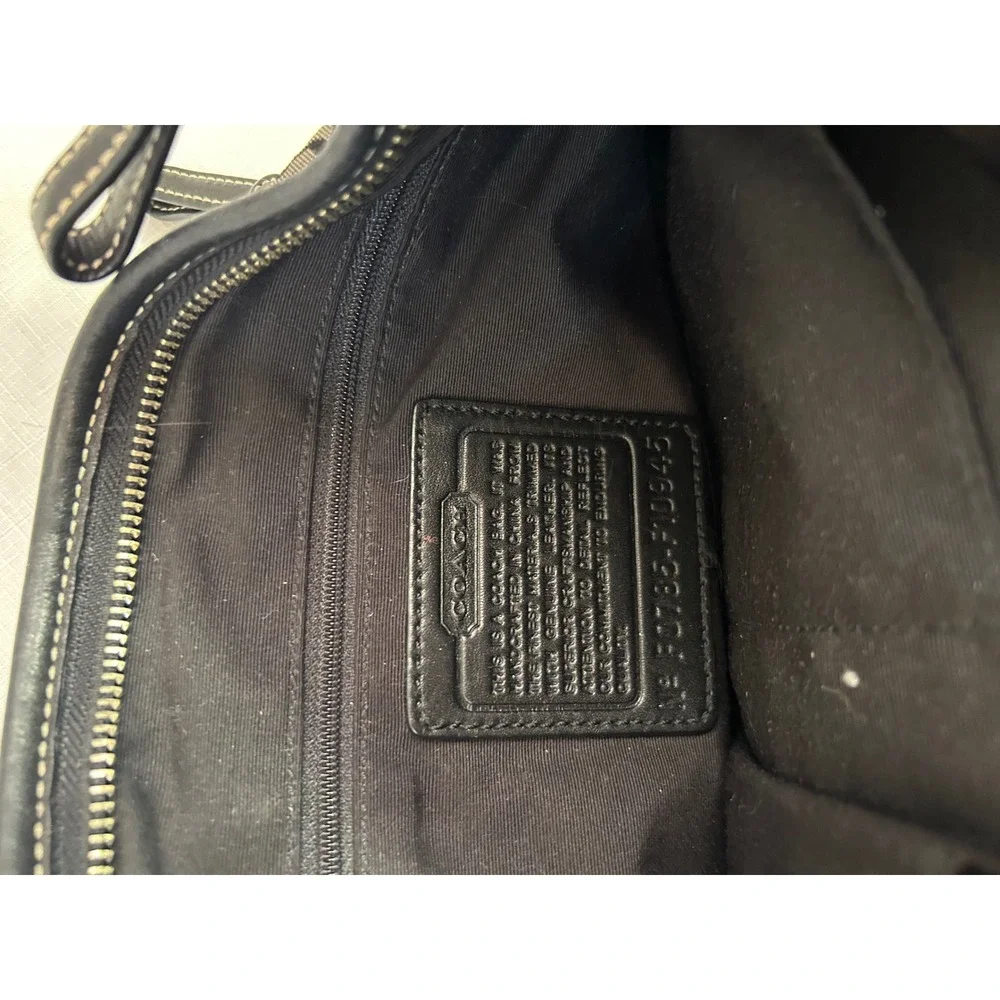 Coach Shoulder Bag Small Y2K Black Signature Jacquard Leather F10945 Women